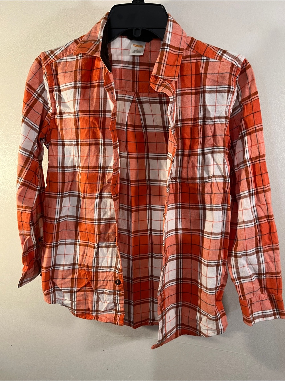 Gymboree Orange and White Plaid Button-Down Shirt
